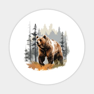 Watercolor Grizzly Bear Magnet